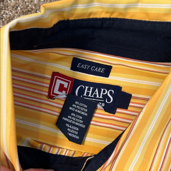 Chaps Men's Shirt in Yellow and Orange Stripes easy care casual button down XXL - Picture 6 of 8